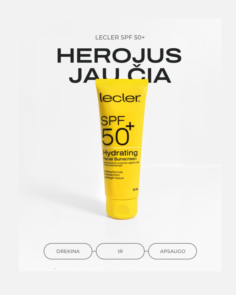 Apsaugos nuo saulės kremas veidui Lecler SPF 50+ Hydrating Facial Sunscreen
